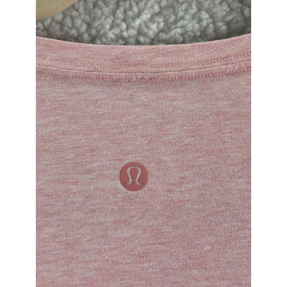 Lululemon Heathered Pink Short Sleeve Crew Neck Curved Hem Activewear T-Shirt